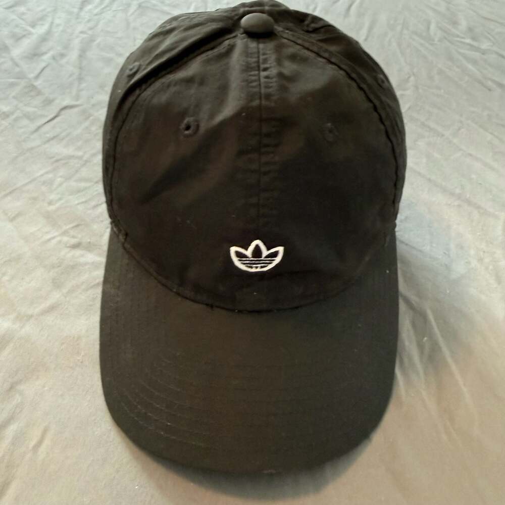 Adidas Originals Trefoil Black Strapback Hat Metal Buckle Logo Cap